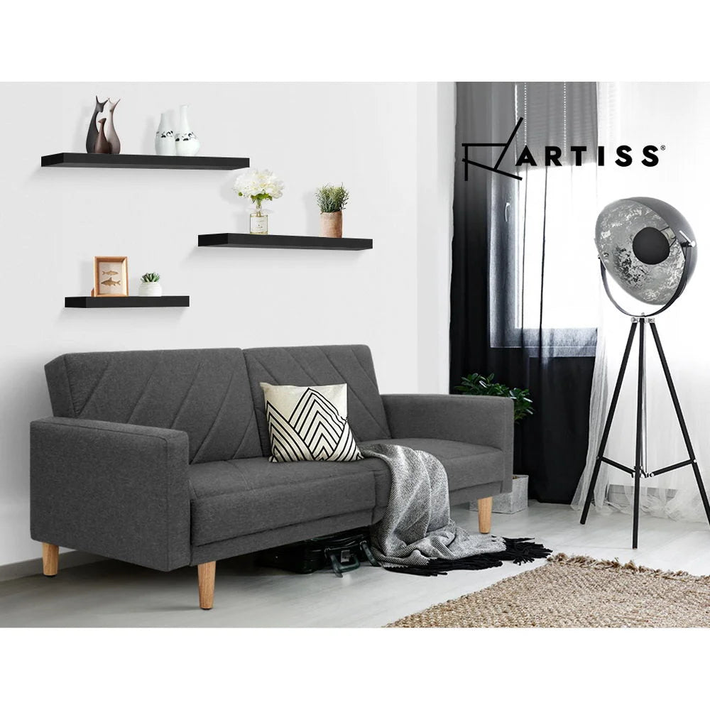 Floating Wall Shelves Set of 3 - Black - Living Room