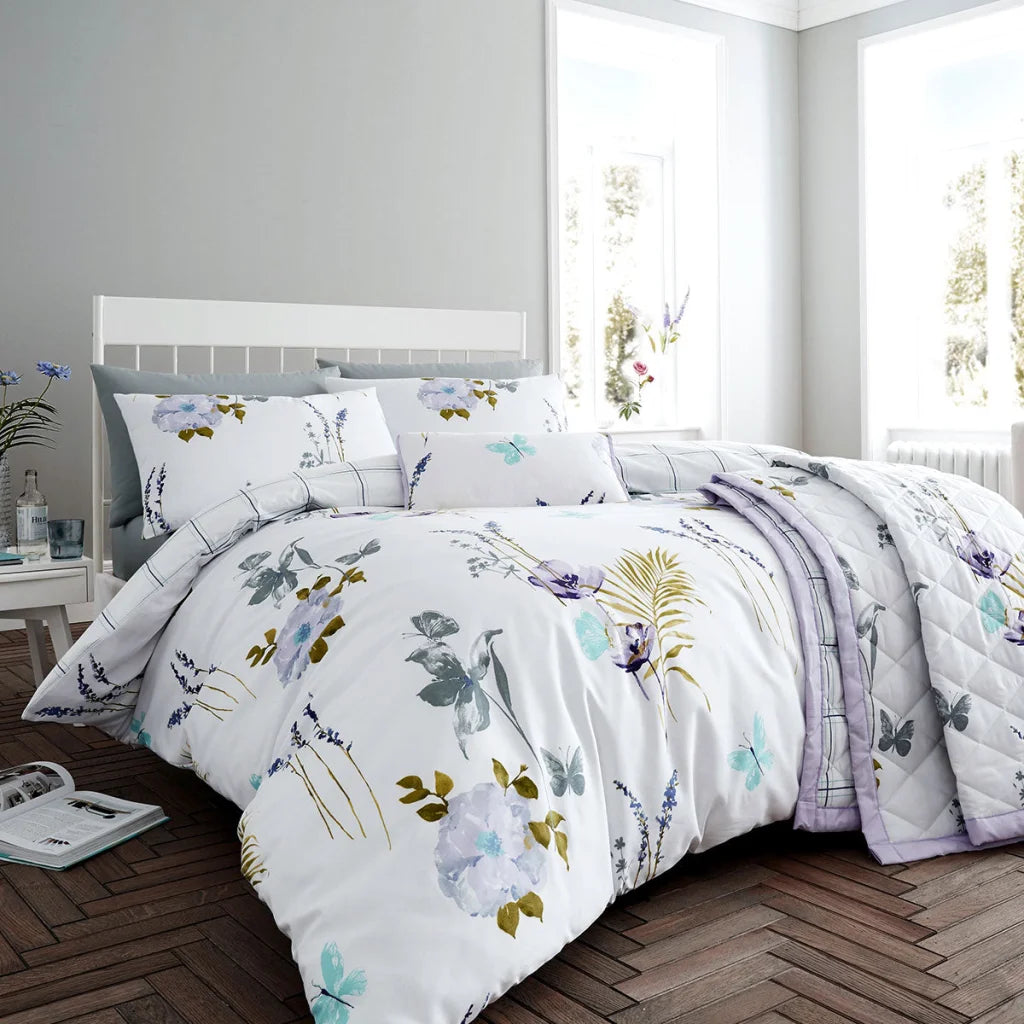 Flora Lilac Quilt Cover Set Super King - Artex - Home &