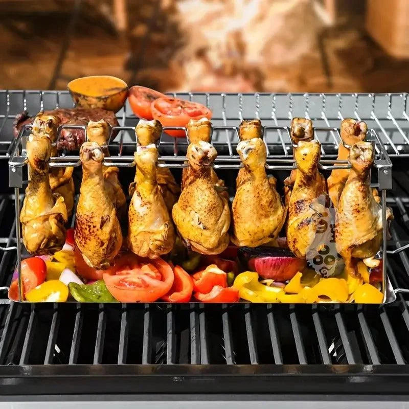 Foldable Stainless Steel Barbecue Grill Rack for Chicken