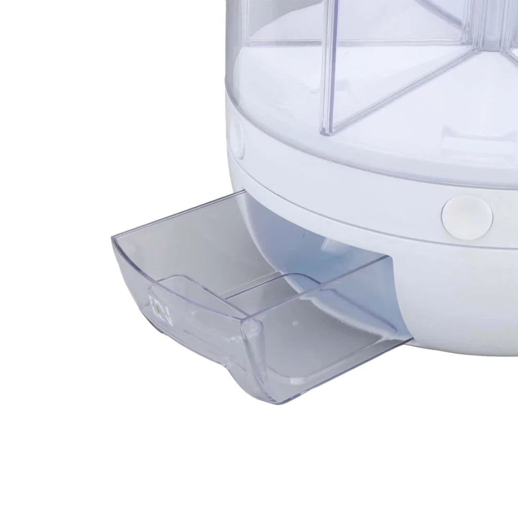 Food Grain Dispenser 6-Grid Rotating 7.2L Large Compartment