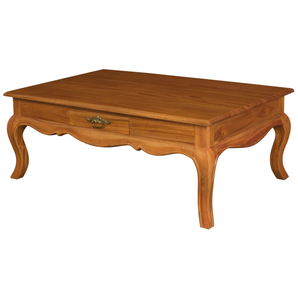 French Provincial 2 Drawer Coffee Table - Light Pecan