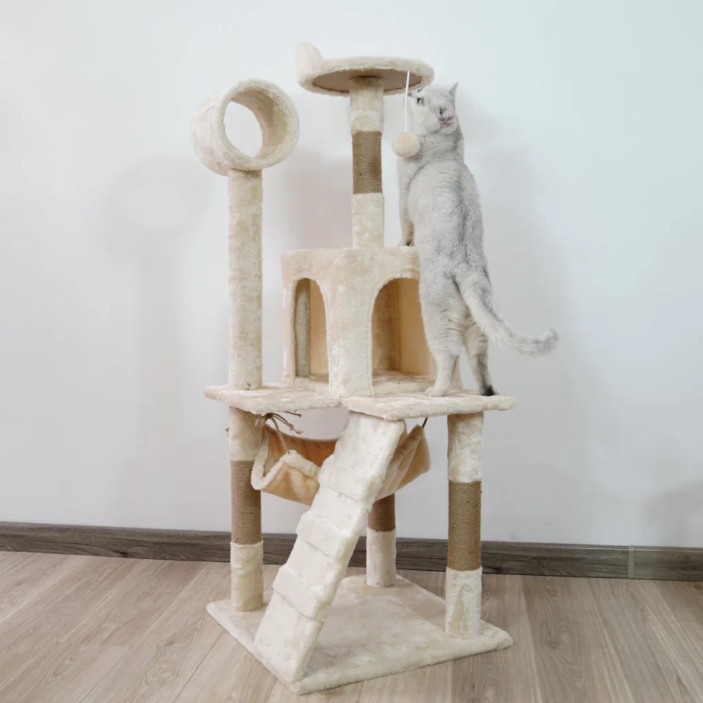 Furtastic 135cm Cat Tree Scratching Post - Beige - Pet Care