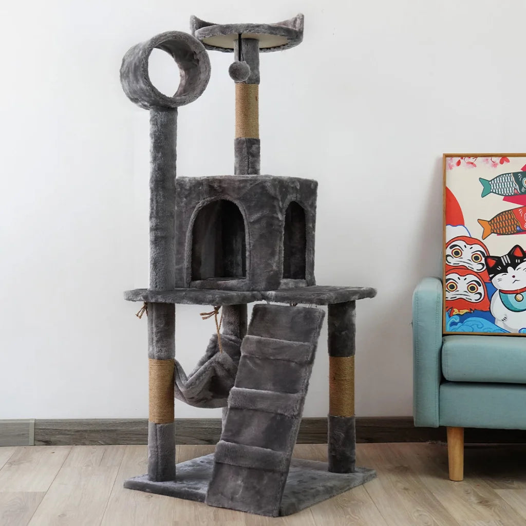Furtastic 135cm Cat Tree Scratching Post - Dark Grey - Pet