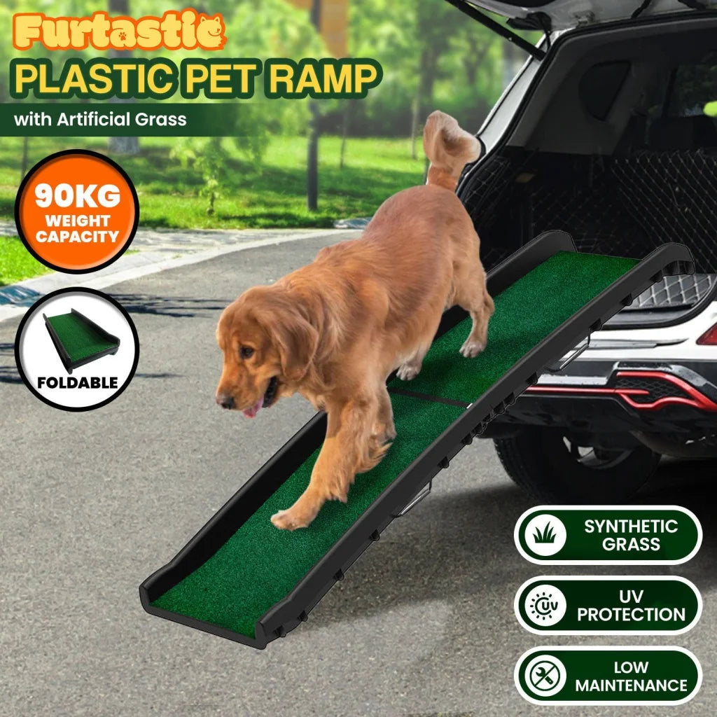 Furtastic Foldable Dog Ramp with Poly-Grass Grip Surface