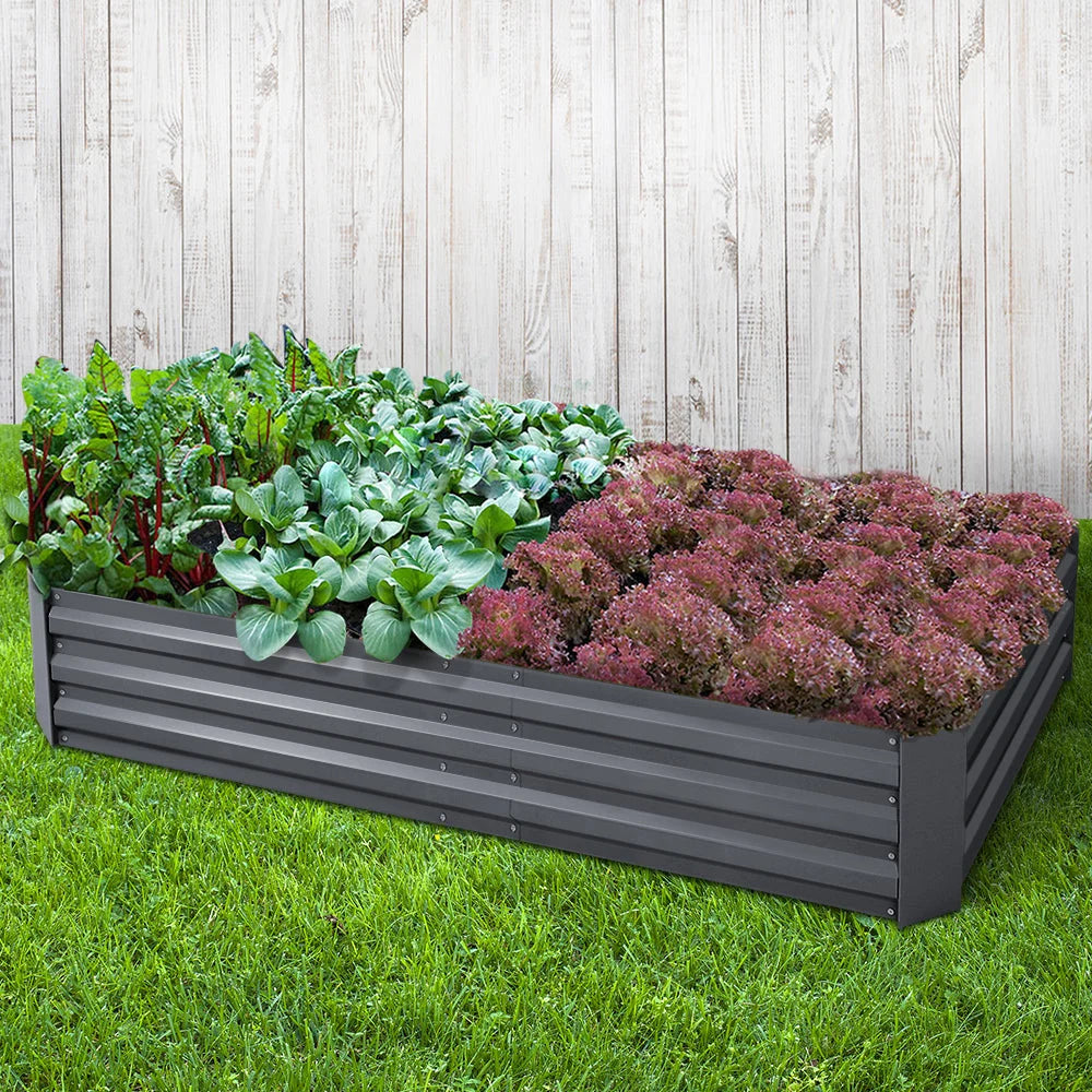 Galvanised Steel Raised Garden Bed (2pcs) 210x90x30cm