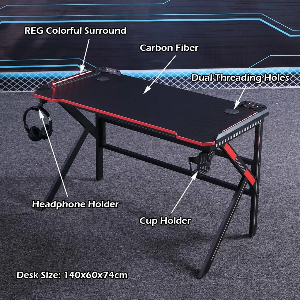 Gaming Desk 120cm Desktop PC Computer Racing Table Office