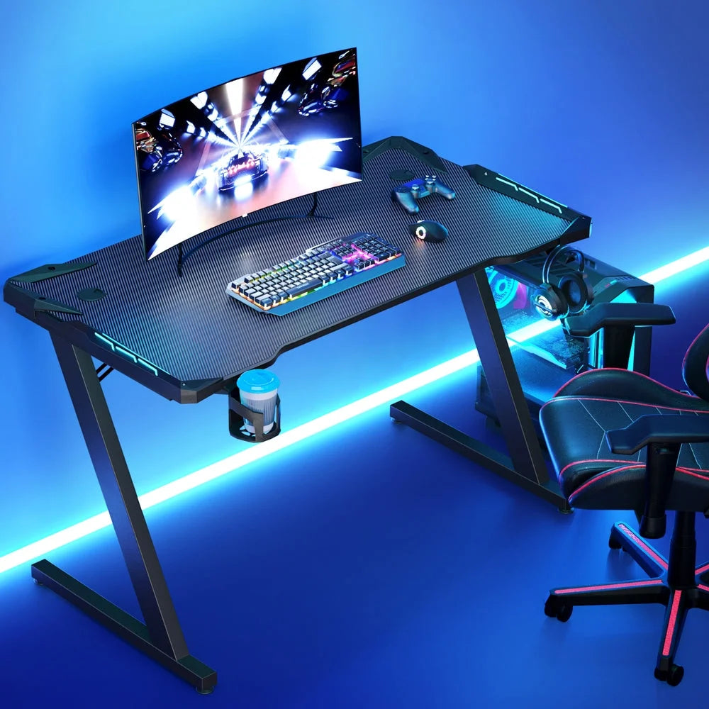 Gaming Desk Computer Table Study Home Office RGB LED Light