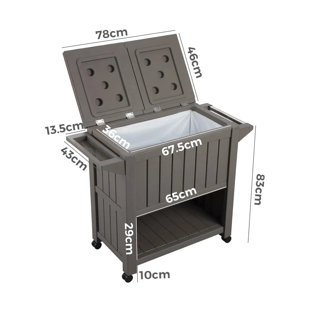 Garden Bar Serving Cart with Cooler - Taupe - Furniture