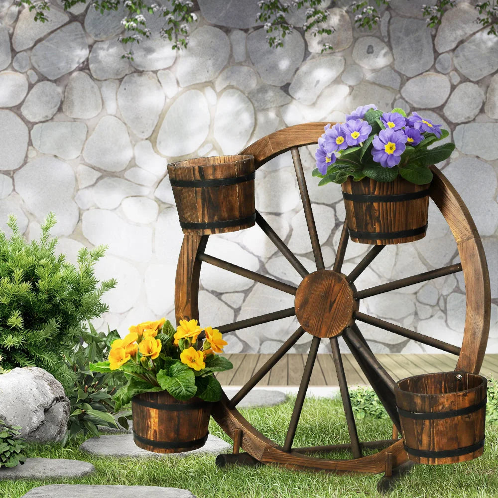 Wooden 80cm plant stand with slim posts and mounting brackets