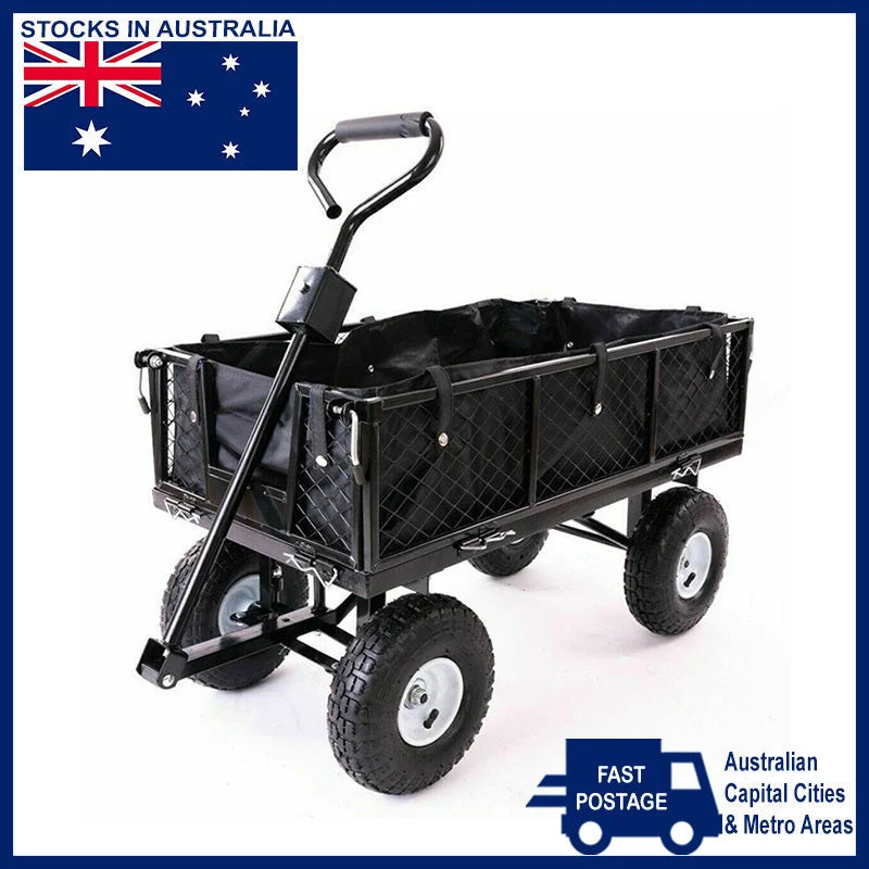 Garden Dump Rolling Mesh Cart Heavy Duty Steel Frame 10