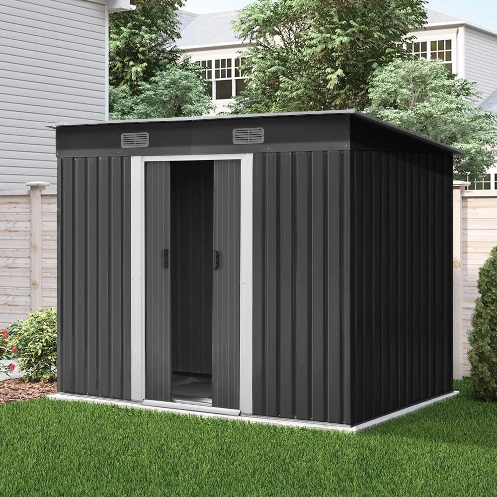 Garden Shed 2.38x1.31m with Base Outdoor Storage Workshop