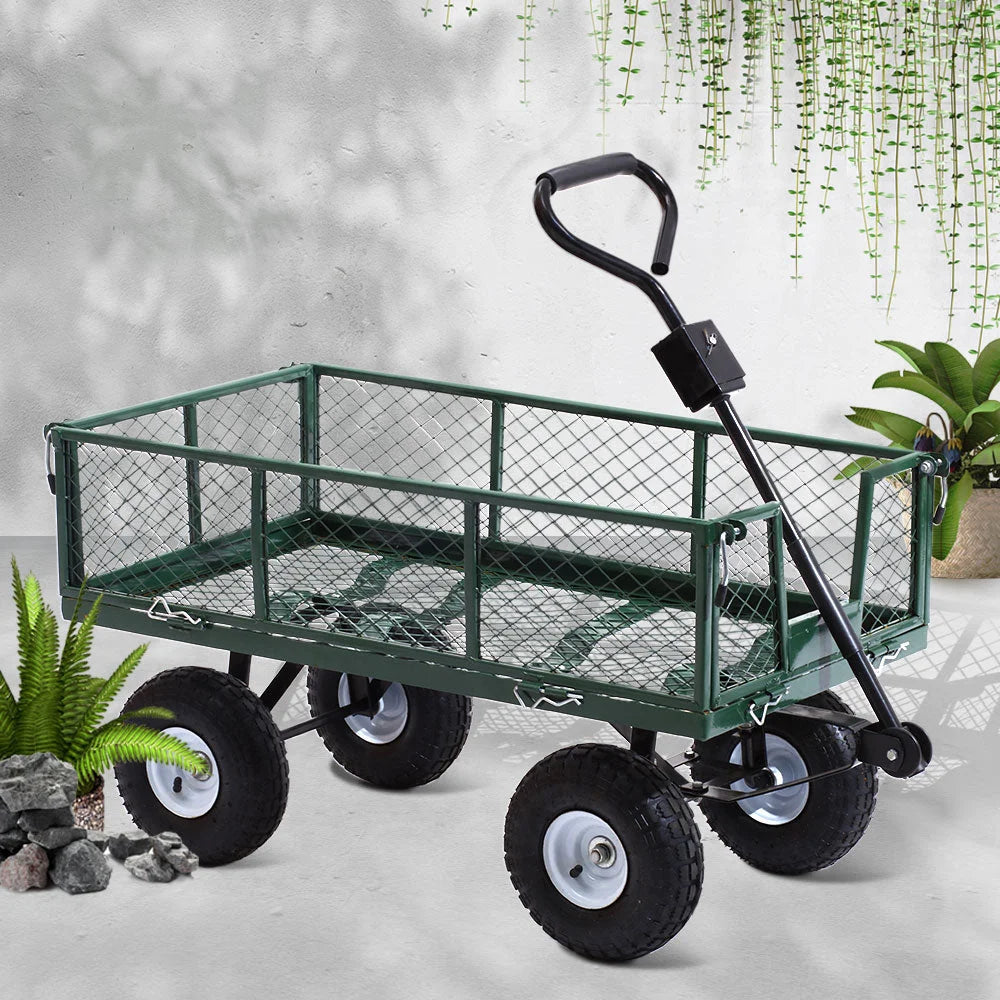 Garden Steel Cart Mesh Green - Gardeon