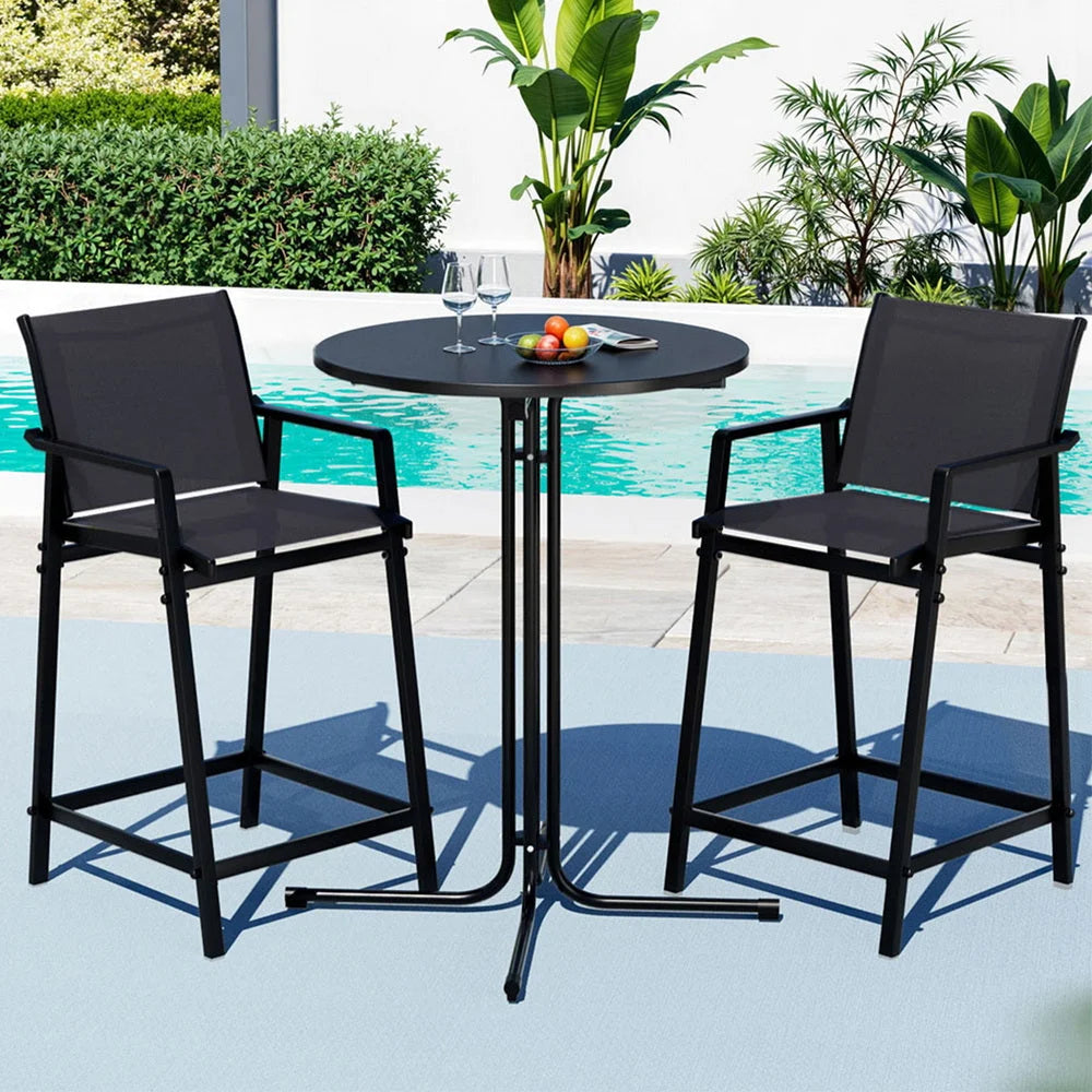 Gardeon 3PC Outdoor Bar Set Stools Dining Chairs Table