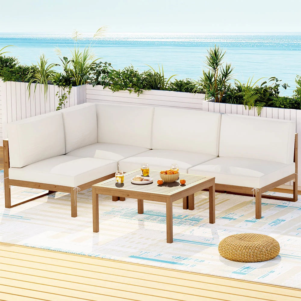 Gardeon 4-Seater Outdoor Sofa Set Wooden Lounge Setting