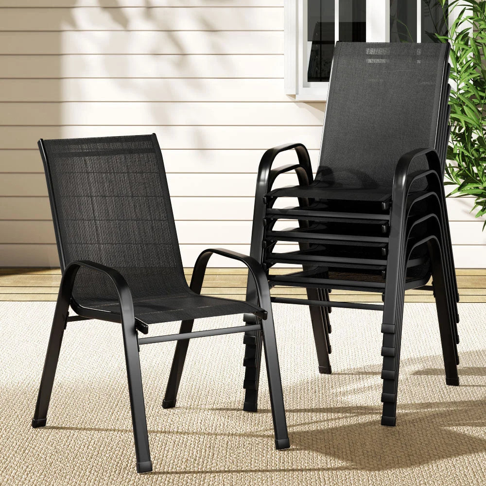Gardeon 6PC Outdoor Dining Chairs Stackable Lounge Chair
