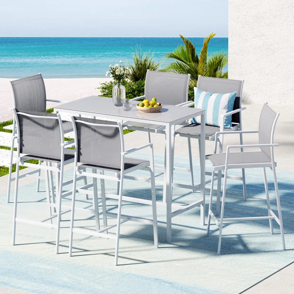 Gardeon 7PCS Outdoor Bar Set Stools Dining Chairs Table