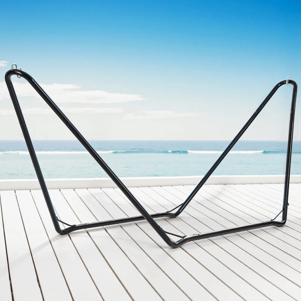 Bed frame with hammock stand outdoor