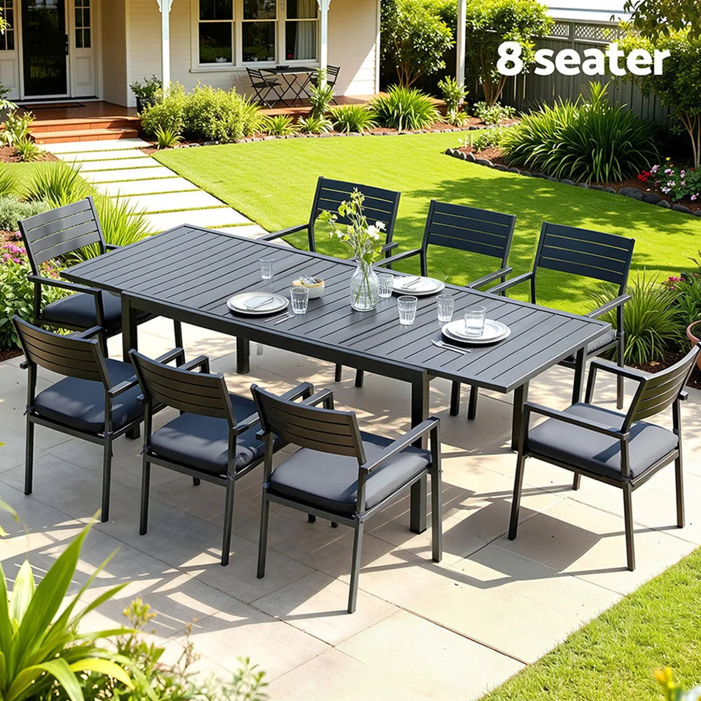 Gardeon Outdoor Dining Set 9PCS Aluminum Extendable Table
