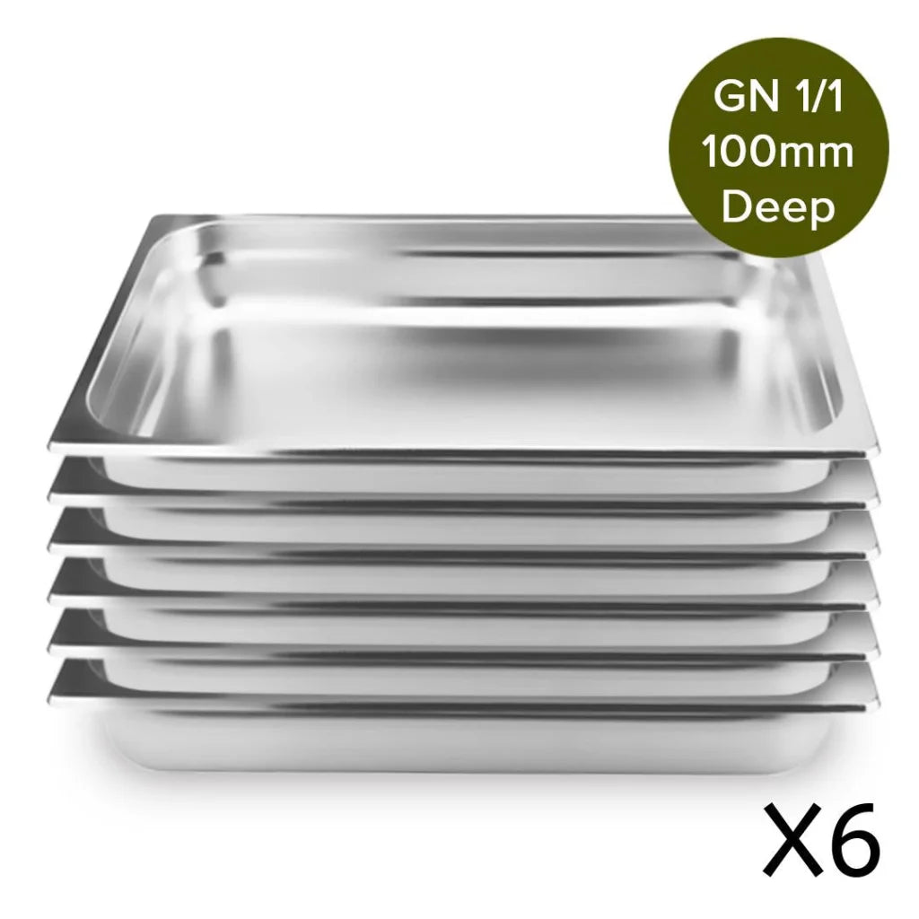 Gastronorm GN Pan Premium Set of 2 Full Size 1/1 GN 10cm Deep Stainless Steel Tray