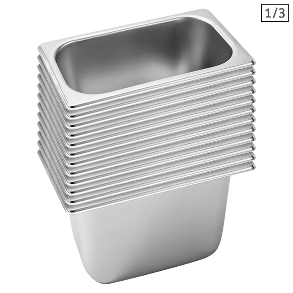 Gastronorm GN Pan Set Premium 12X Full Size 1/3 GN 20cm Deep Stainless Steel Tray