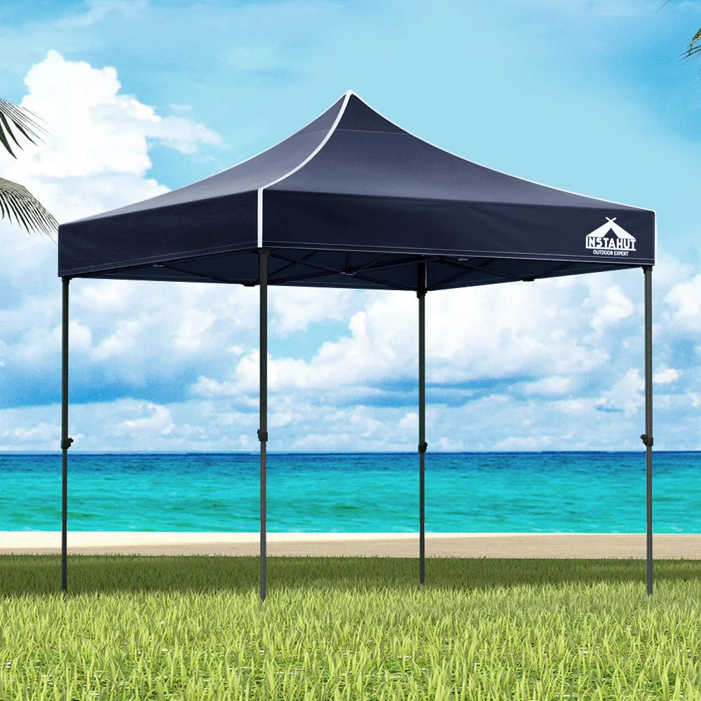 Navy 3x3m pop-up gazebo with canopy roof and folding leg frame
