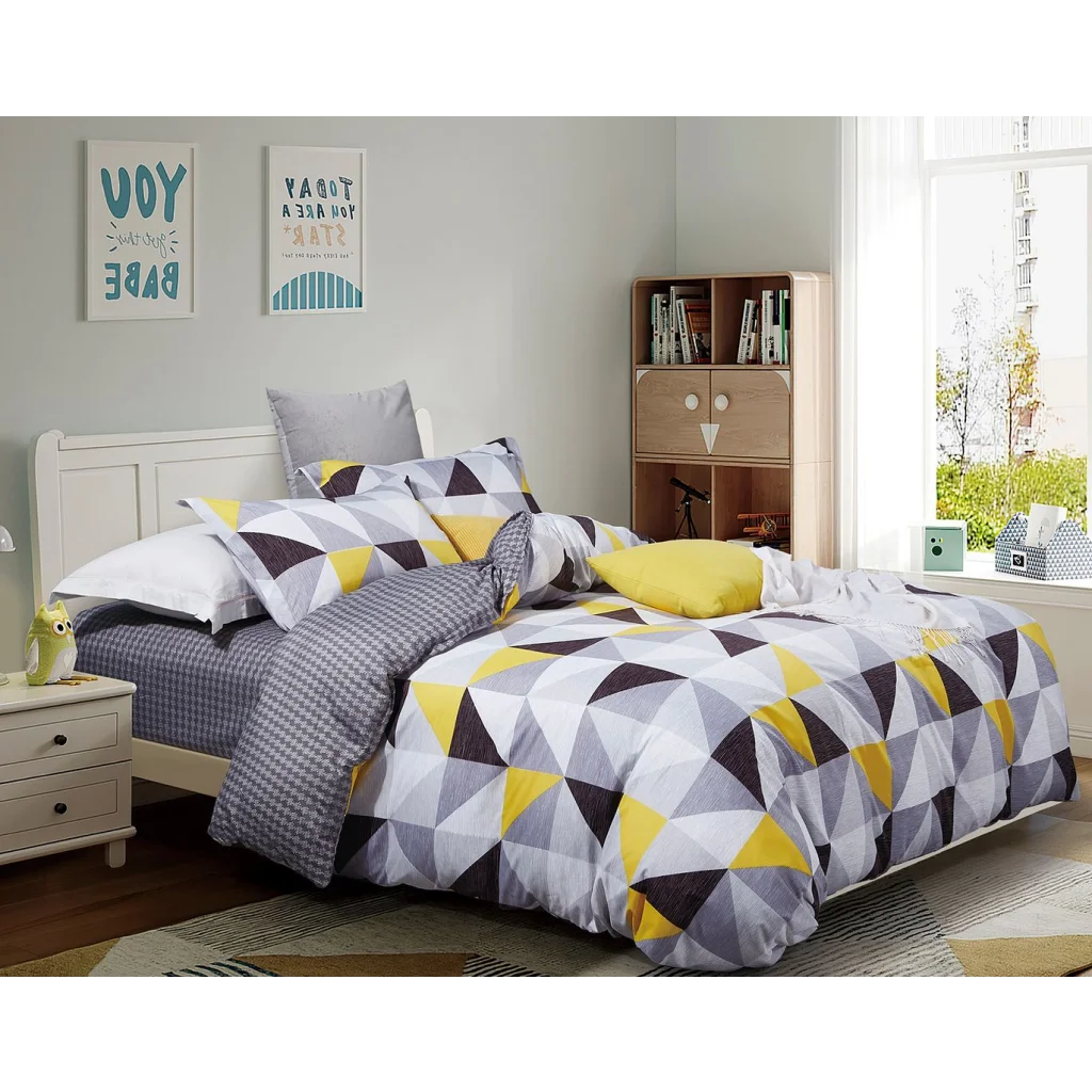 Geometric Duvet Quilt Cover Set Super King Size - Home &