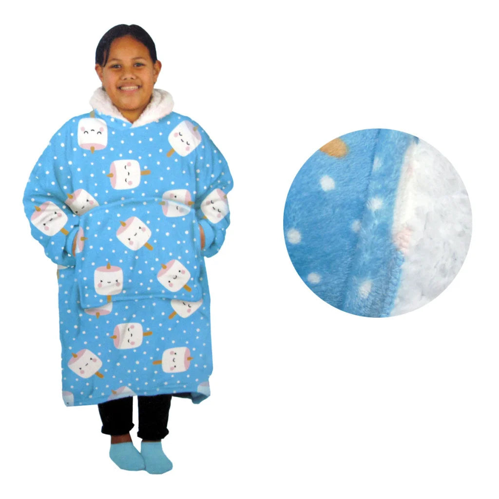 Girls Comfy Warm Blanket Hoodie with Sherpa Fleece Reverse