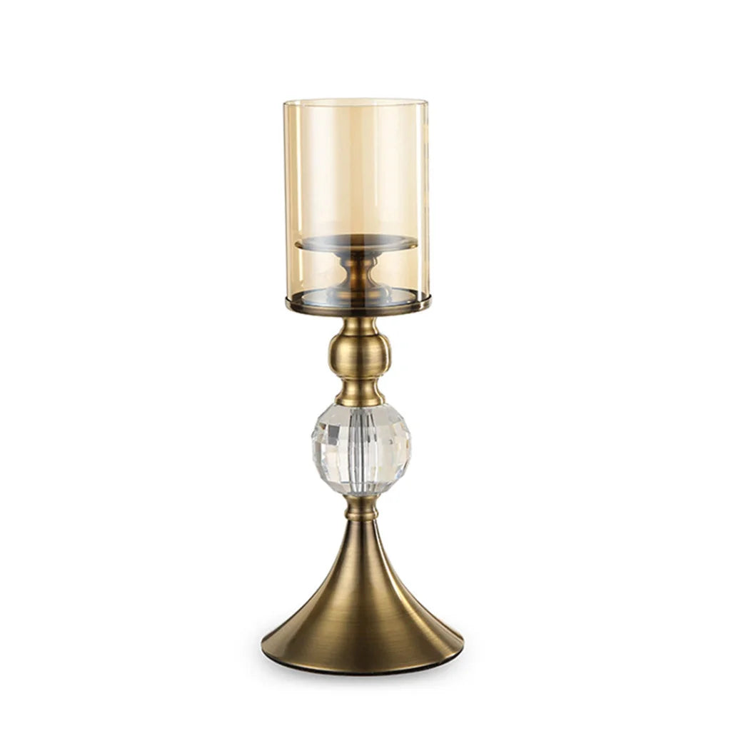 Glass Candle Holder 38cm Stand Glass/Metal - Premium
