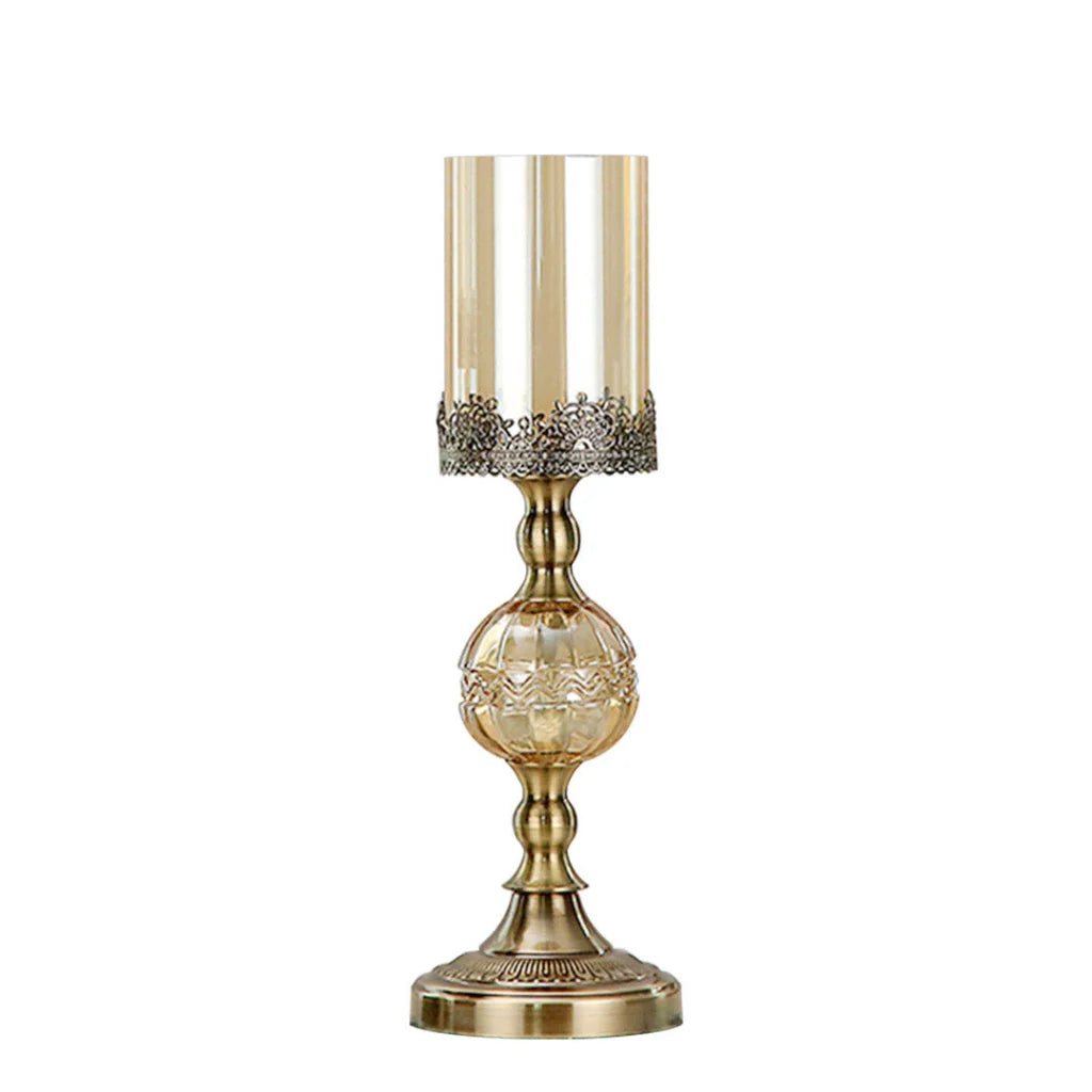 Glass Candle Holder 42cm Stand Glass/Metal - Premium
