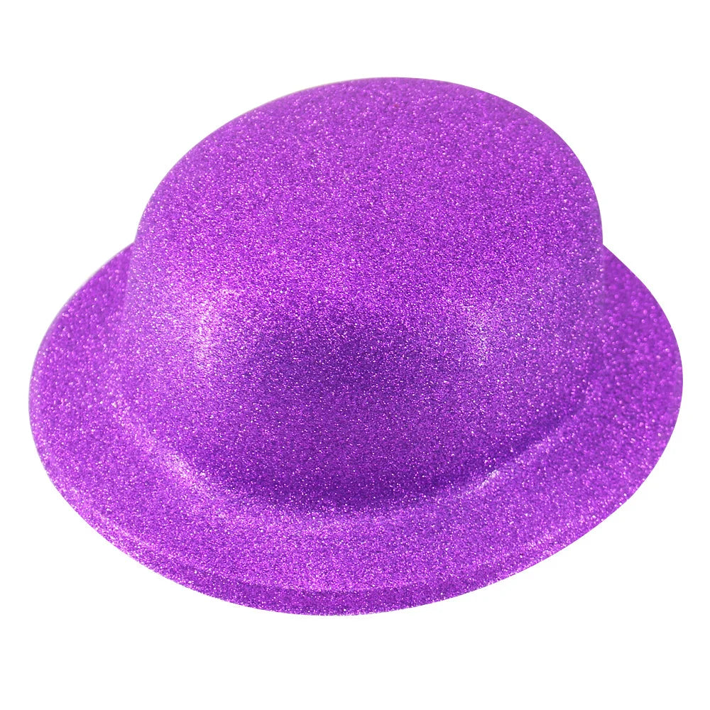 GLITTER BOWLER HAT Fancy Party Plastic Costume Cap Fun