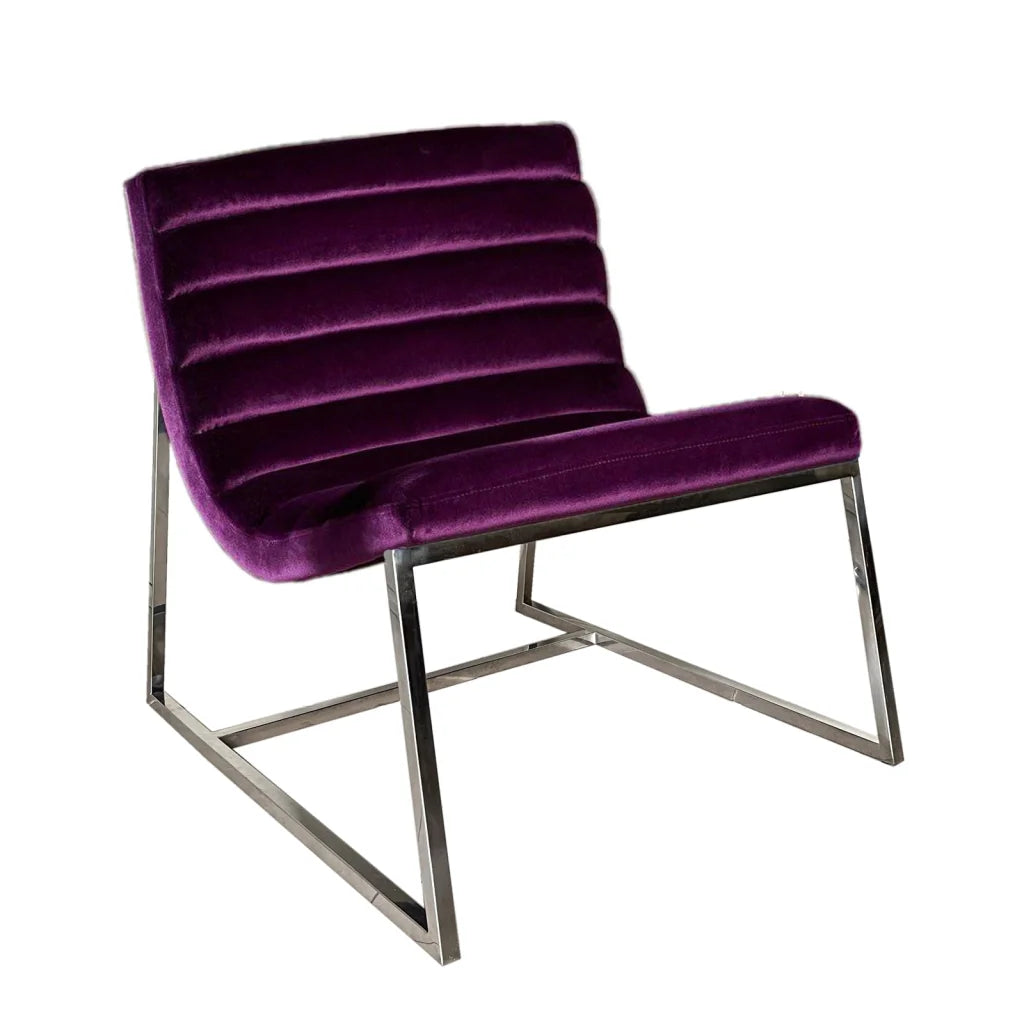Glorie Plum Velvet Sofa Accent Chair ArmChair - Furniture >
