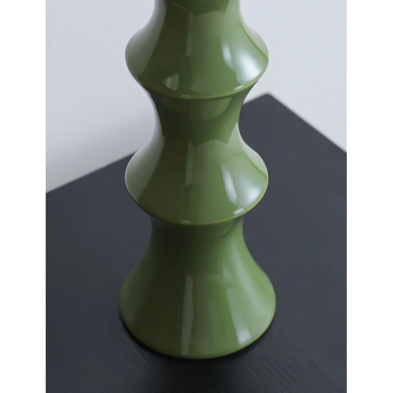 Glossy GreenCeramic Vase - Unique Bamboo-Look Design
