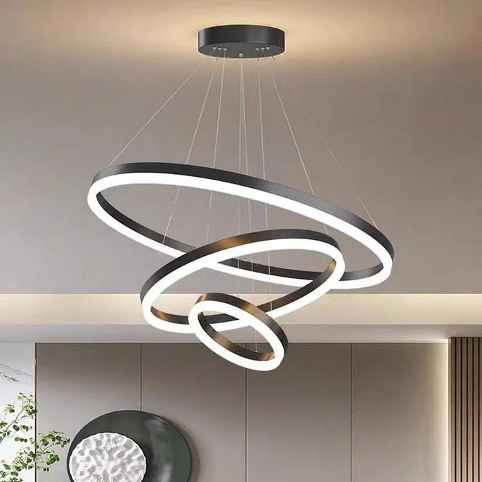 Gold 4 Rings Minimalist LED Pendant Light Adjustable
