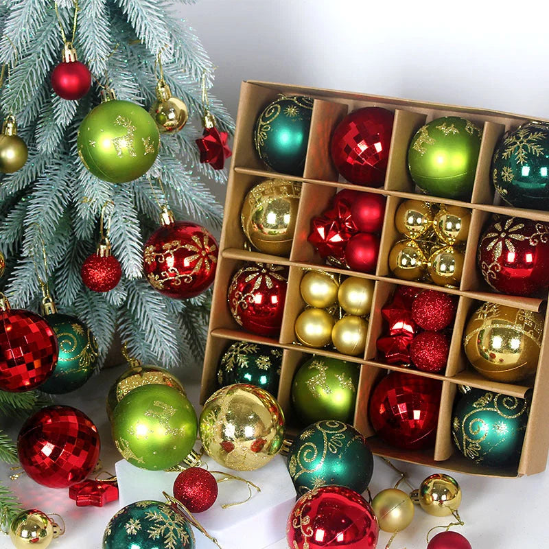 Gold and pink 44-Piece Assorted Christmas Baubles Set