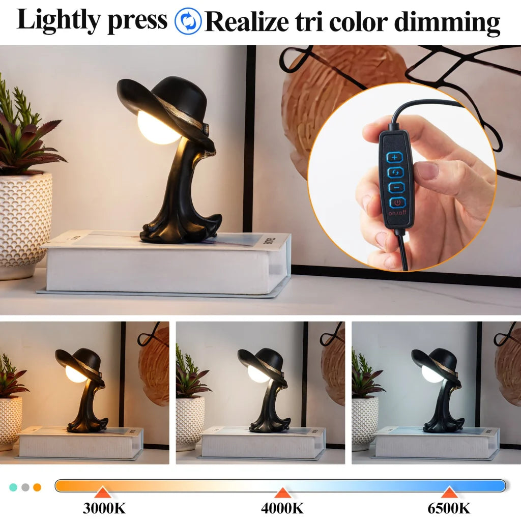 Gold Creative Cowboy Hat USB Table Lamp for Home and Office