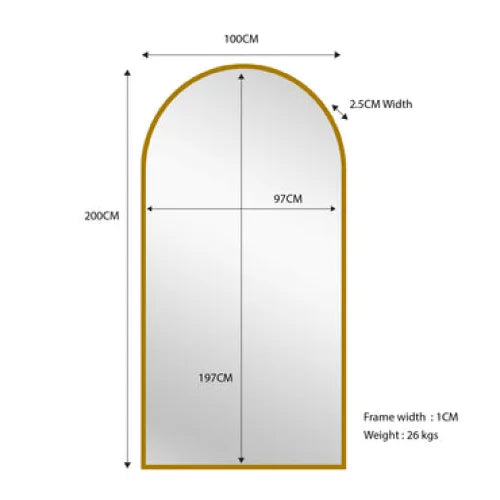 Gold Metal Arch Mirror X Large