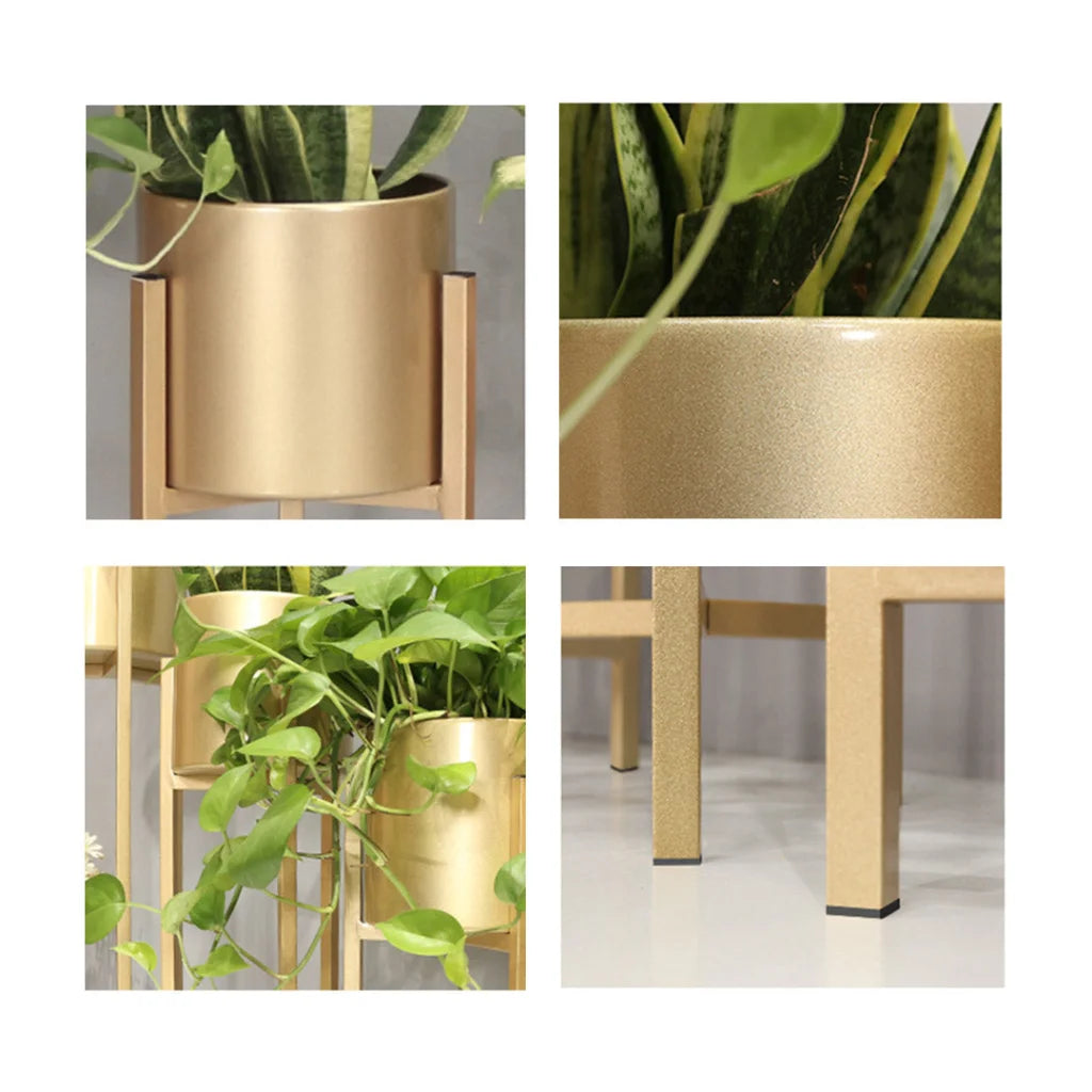 Gold Metal Plant Stand 45cm with Flower Pot Holder Corner Shelving Rack Indoor Display