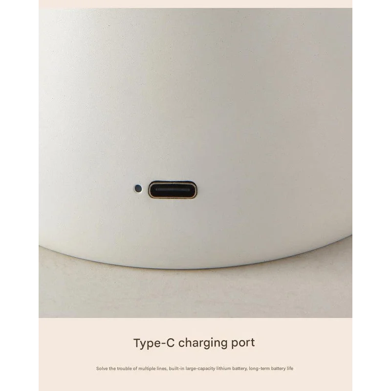 Gray Mushroom LED Table Lamp - Rechargeable 3-Color Touch