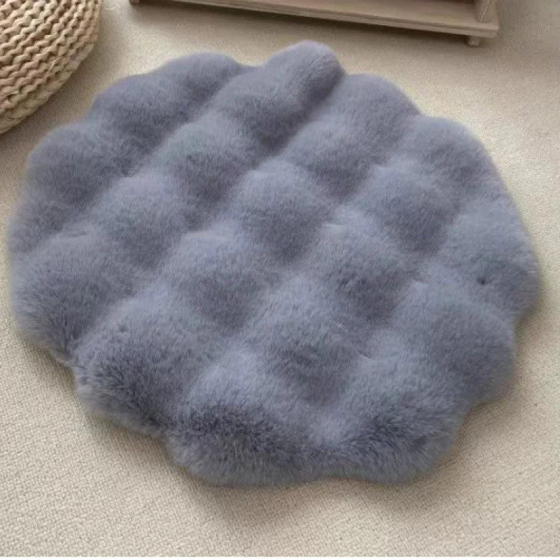 Gray Plush Round Cat Mat - Soft Faux Fur Sleeping Pad (40cm
