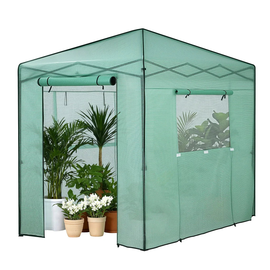 Green Fingers Greenhouse 180x240x240cm Steel Frame PE Cover