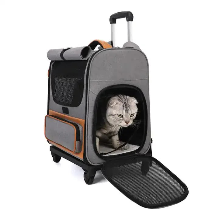 Grey Large Capacity Breathable Foldable Pet Trolley –
