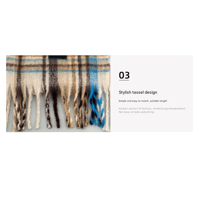 Grey-white Plaid Color-Block Women’s Scarf - Autumn/Winter
