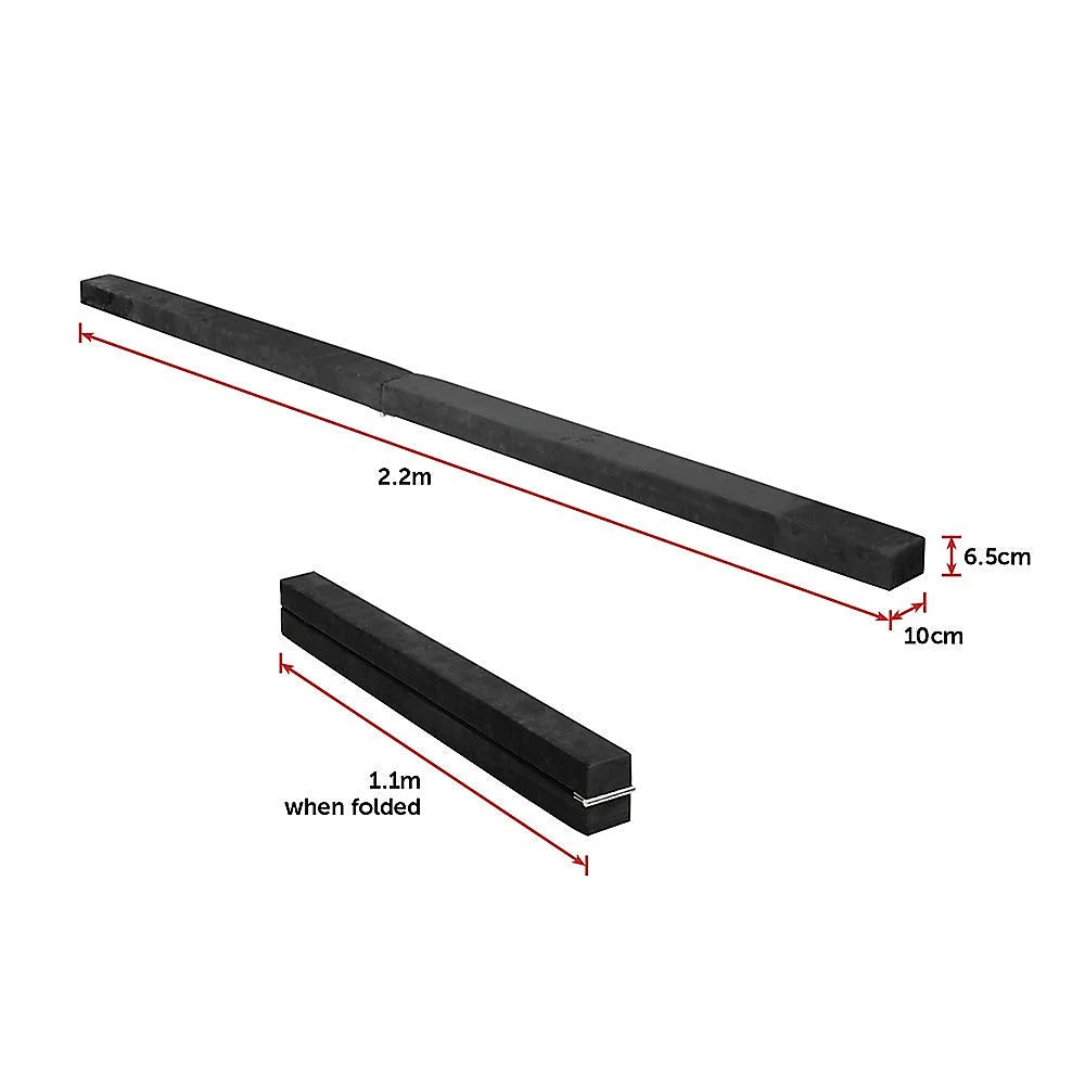 Gymnastics Folding Balance Beam 2.2m - Black Synthetic