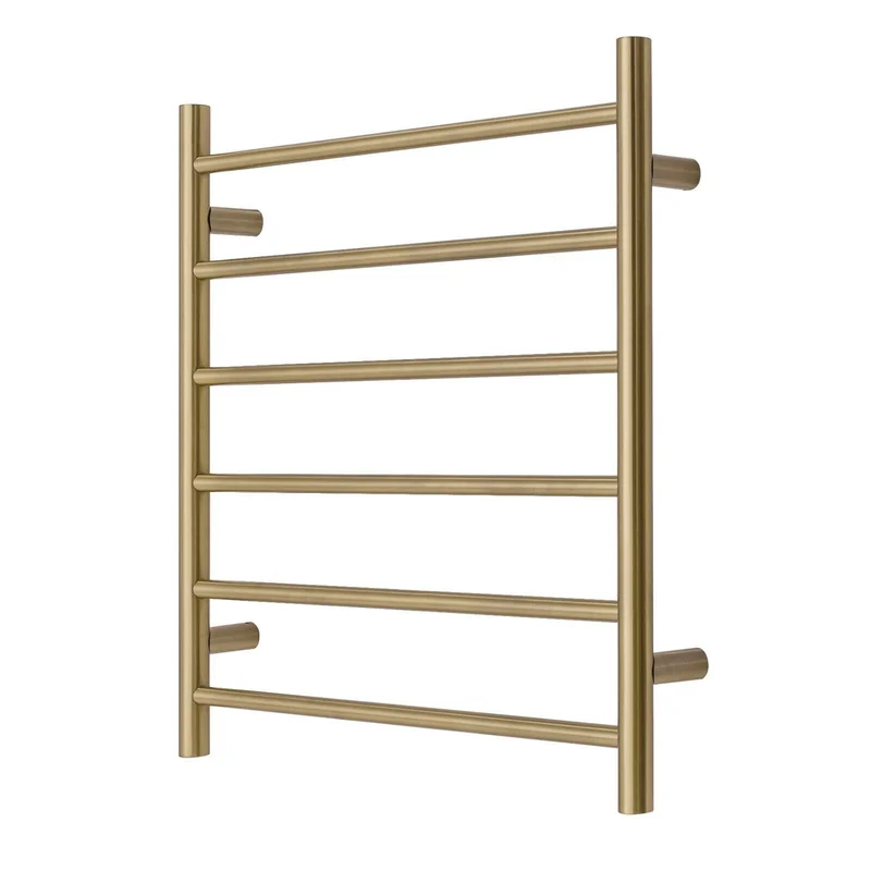 Heated Towel Rack Premium Brushed Gold - 6 Bars Round