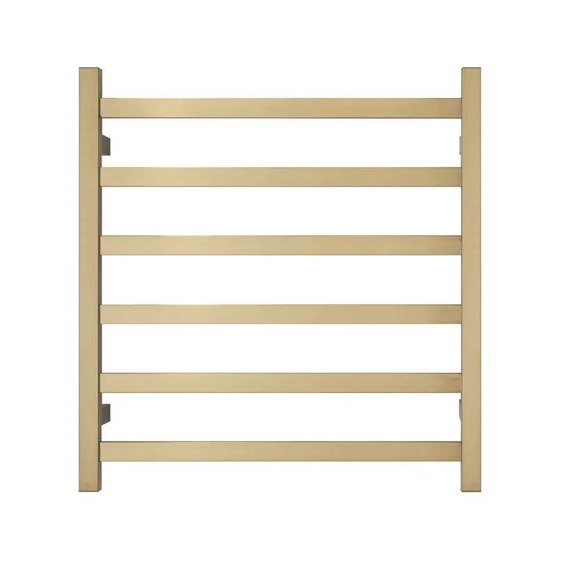 Heated Towel Rack Premium Brushed Gold - 6 Bars Square