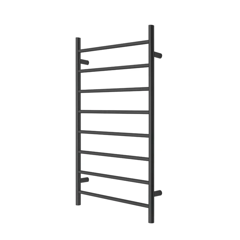 Heated Towel Rack Premium Matte Black - 8 Bars Round Design
