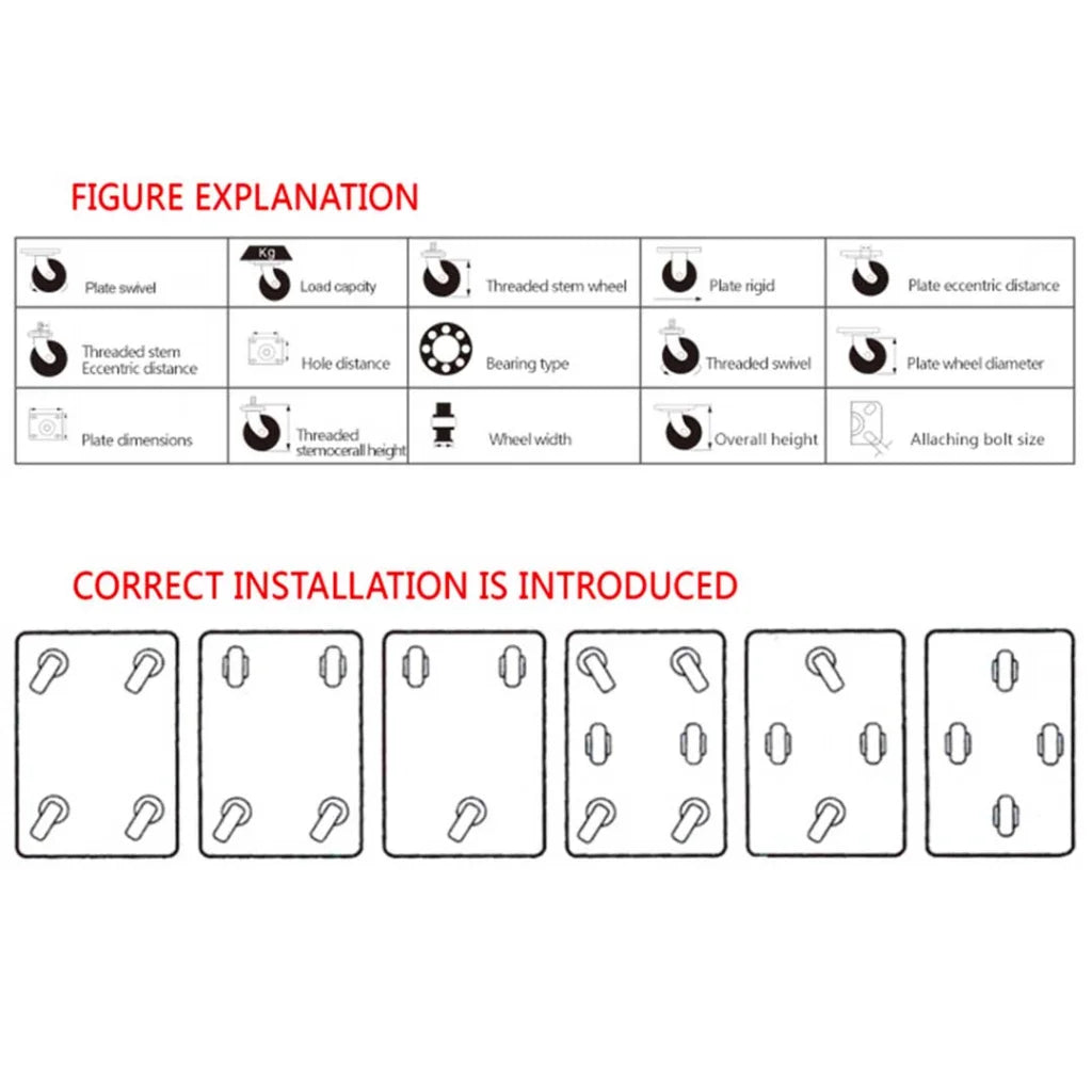 Heavy Duty Polyurethane Swivel Castor Brake Wheels 2X 4" - Premium