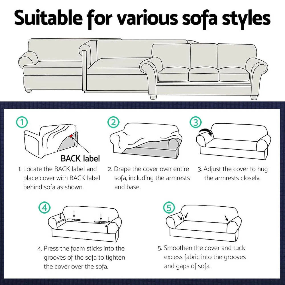 High Stretch Sofa Cover 3 Seater Couch Protector Slipcover