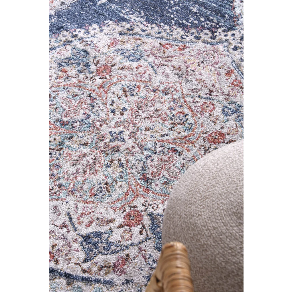 Hollow Medalion Transitional Navy Multi Rug 280x380 - Home