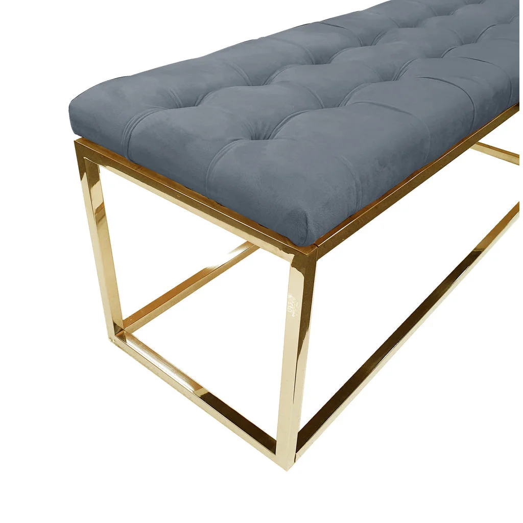 Holly Ottoman - Gold Base Dark Grey Seat - Furniture